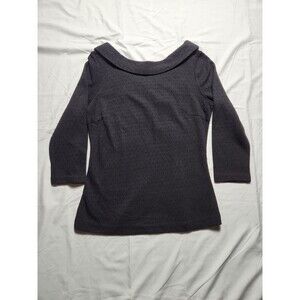 NWT Boden Womens 2R Sarah Ottoman Ribbed Boat Neck 3/4 Sleeve Top Black
